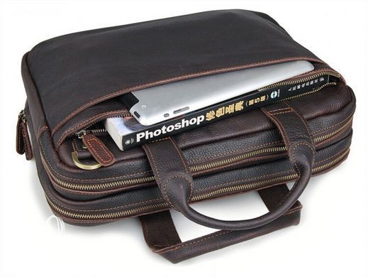 Кожаная мужская сумка для ноутбука Tiding Bag 7092Q коричневый