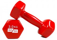 Гантели для фитнеса виниловые 3 кг 2 шт набор FORTE GO DO GD3R красный