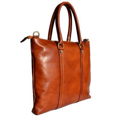 Чоловіча шкіряна сумка-портфель 2121 Italian fabric bags cognac
