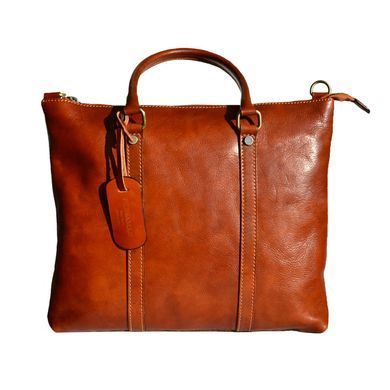 Чоловіча шкіряна сумка-портфель 2121 Italian fabric bags cognac