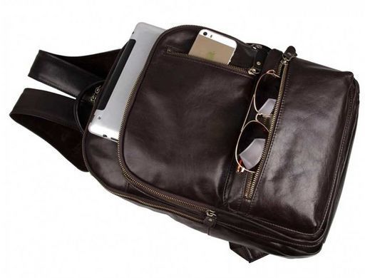 Мужской кожаный рюкзак Tiding Bag 7313Q коричневый