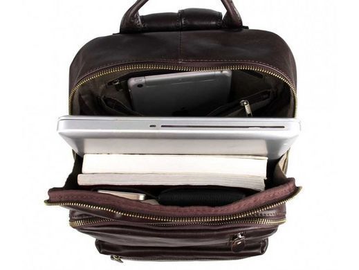 Мужской кожаный рюкзак Tiding Bag 7313Q коричневый