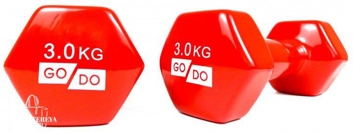 Гантелі для фітнесу вінілові 3 кг 2 шт набір FORTE GO DO GD3R червоний