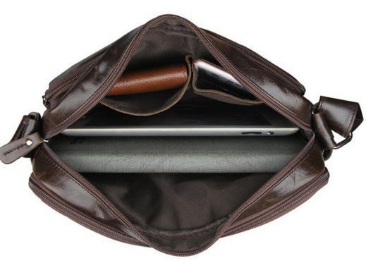 Мужской кожаный мессенджер Tiding Bag 7332C коричневый
