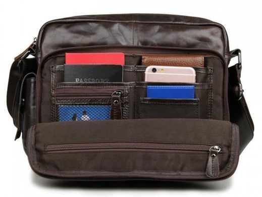 Мужской кожаный мессенджер Tiding Bag 7332C коричневый