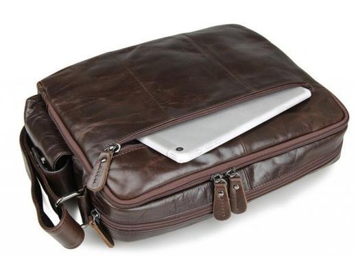 Мужской кожаный мессенджер Tiding Bag 7332C коричневый