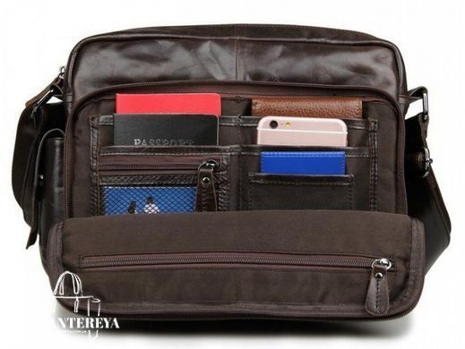 Мужской кожаный мессенджер Tiding Bag 7332C коричневый