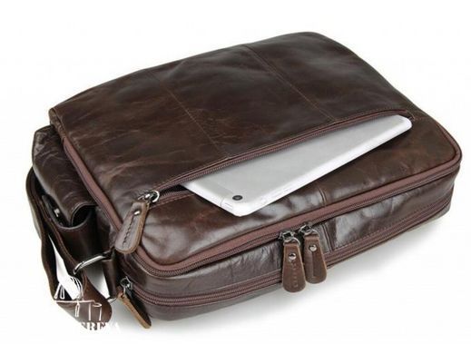 Мужской кожаный мессенджер Tiding Bag 7332C коричневый