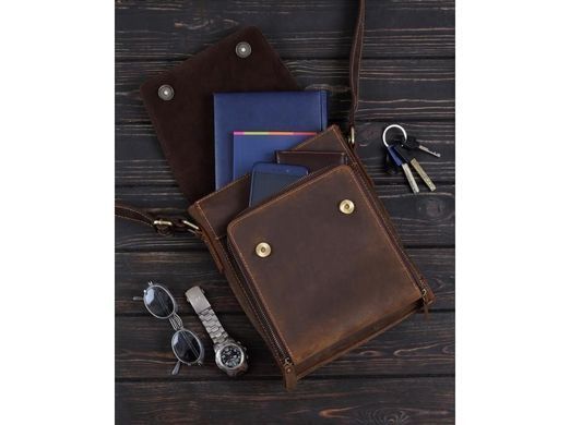 Мужской кожаный коричневый мессенджер Tiding Bag 7055B-1
