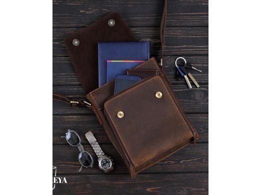 Мужской кожаный коричневый мессенджер Tiding Bag 7055B-1