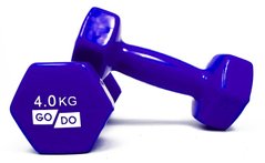Гантели для фитнеса виниловые 4 кг 2 шт набор FORTE GO DO GD4B синий