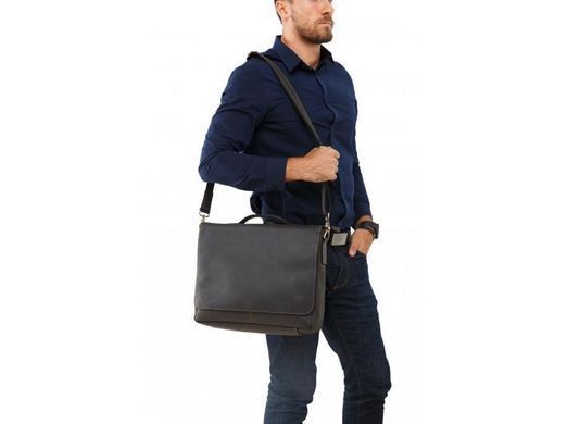Мужская кожаная черная сумка Tiding Bag 7108