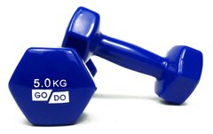 Гантели для фитнеса виниловые 5 кг 2 шт набор FORTE GO DO GD5B синий