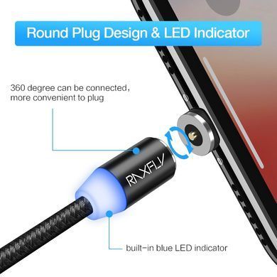 Магнитный кабель для зарядки RAXFLY LED Magnetic RAX118554