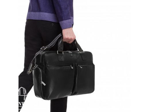 Мужская кожаная сумка для ноутбука Royal Bag RB002A черный