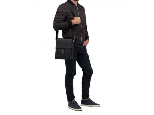 Мужской кожаный черный мессенджер Tiding Bag M2860A