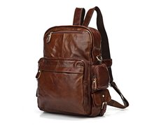Мужской кожаный коричневый рюкзак Tiding Bag 7007C