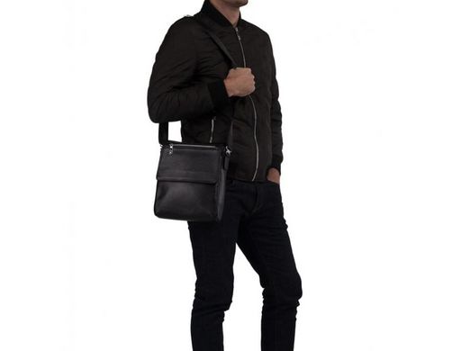 Мужской кожаный черный мессенджер Tiding Bag M2994A