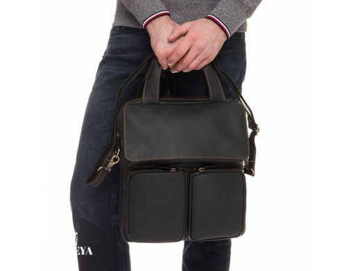Мужской кожаный мессенджер Tiding Bag t1072A черный