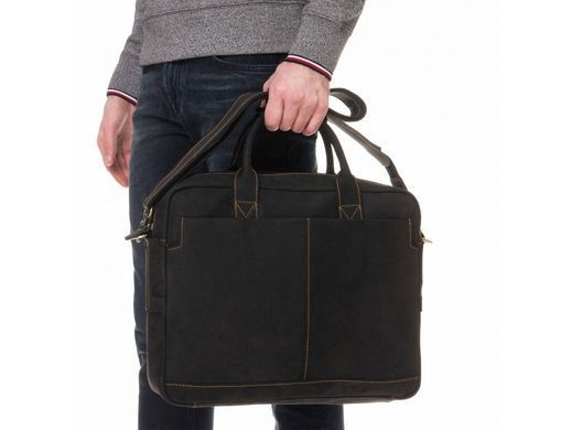 Мужская кожаная сумка для ноутбука Tiding Bag t1019RA черный