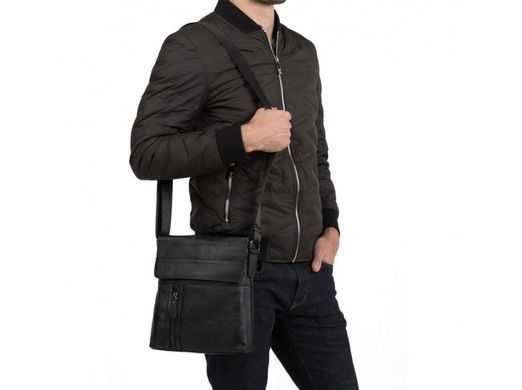 Чоловічий шкіряний чорний месенджер Tiding Bag M38-1713A