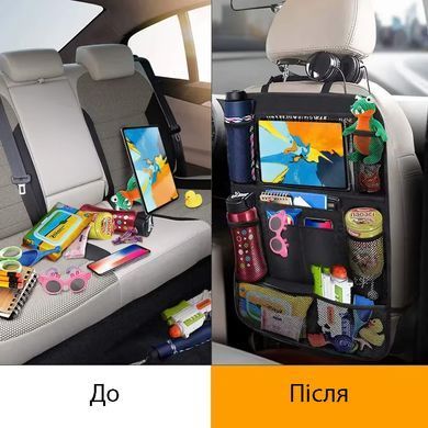 Органайзер на спинку автосиденья с карманами для планшета, воды, игрушек и аксессуаров CSSB-A-BLACK