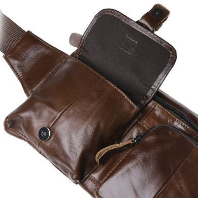 Мужская кожаная сумка на пояс Keizer k1886-dark brown коричневый