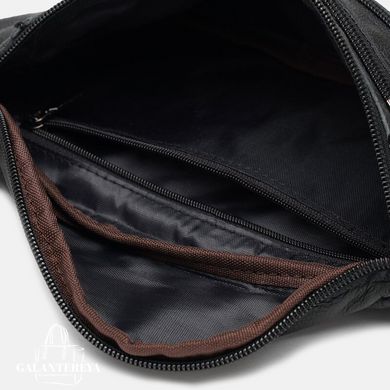Сумка на пояс мужская кожаная Borsa Leather K102-black