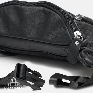 Сумка на пояс мужская кожаная Borsa Leather K102-black
