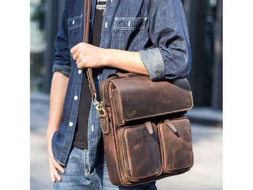 Чоловічий шкіряний месенджер Tiding Bag t1072 коричневий