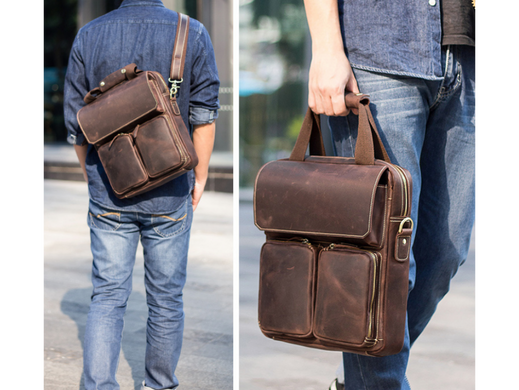 Чоловічий шкіряний месенджер Tiding Bag t1072 коричневий
