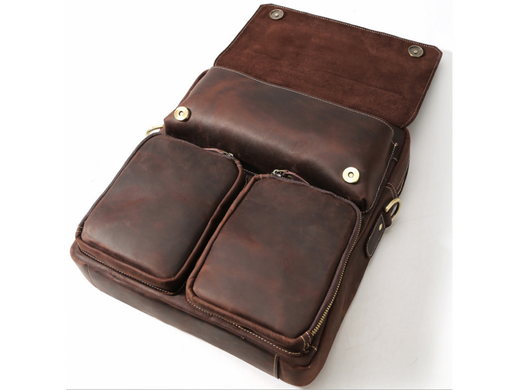 Мужской кожаный мессенджер Tiding Bag t1072 коричневый
