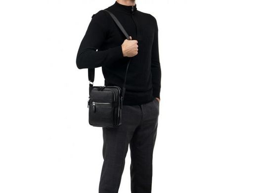 Мужской кожаный черный мессенджер Tiding Bag M5610A