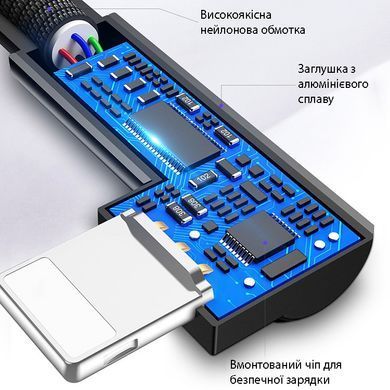 Кабель для заряджання універсальний 3 в 1 Lightning, microUSB, Type-C RAXFLY YXF20537