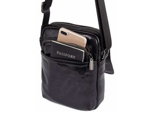 Чоловічий шкіряний месенджер Tiding Bag 8027A чорний