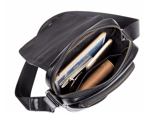Чоловічий шкіряний месенджер Tiding Bag 8027A чорний