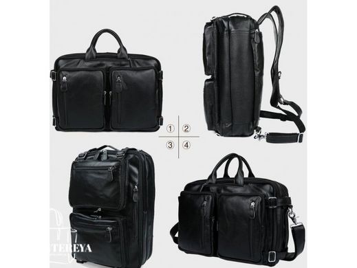 Мужская кожаная сумка-рюкзак Tiding Bag A25F-9014A черный