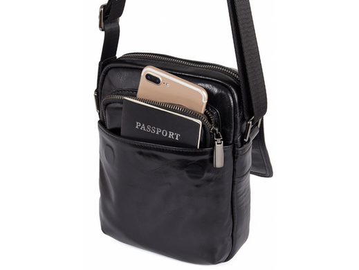 Мужской кожаный мессенджер Tiding Bag 8027A черный