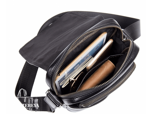 Мужской кожаный мессенджер Tiding Bag 8027A черный