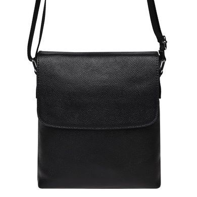 , Чорний, Шкіра, Клапан + блискавка, Чорний