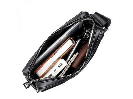 Мужской кожаный мессенджер Tiding Bag 9830A черный
