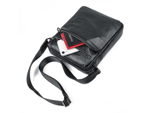Мужской кожаный мессенджер Tiding Bag 9830A черный