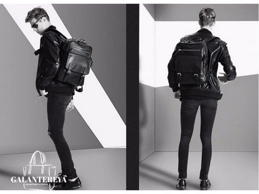 Мужской кожаный рюкзак Tiding Bag B3-1691A черный