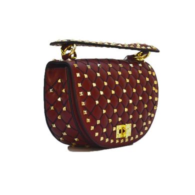Жіноча шкіряна сумка крос-боді Italian fabric bags 1964 burgundy
