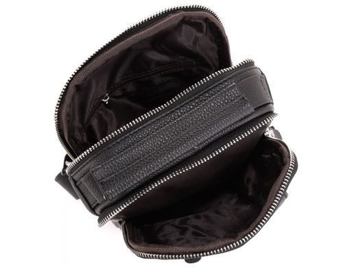 Сумка слинг мужская (однолямочный рюкзак) кожаный Tiding Bag A25F-693A черный
