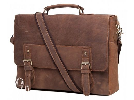 Мужской кожаный портфель Tiding Bag t0002 коричневый