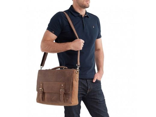 Мужской кожаный портфель Tiding Bag t0002 коричневый