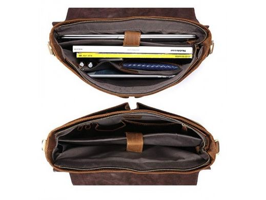 Мужской кожаный портфель Tiding Bag t0016 коричневый