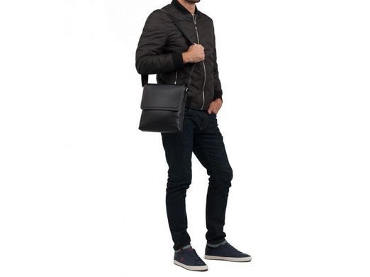 Мужской кожаный черный мессенджер Tiding Bag M9806-1A