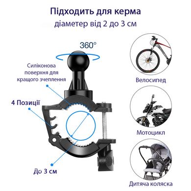 Тримач для телефону на велосипед, подвійна фіксація, поворот 360° RAXFLY RAX184580